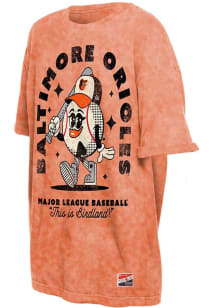 New Era Baltimore Orioles Womens Orange Oversized Short Sleeve T-Shirt
