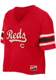 New Era Cincinnati Reds Womens Red Raw Short Sleeve T-Shirt
