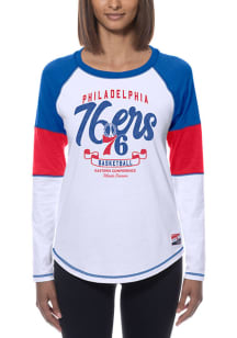 New Era Philadelphia 76ers Womens White Throwback LS Tee