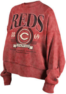 New Era Cincinnati Reds Womens Red Washed Crew Sweatshirt