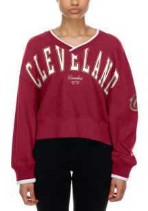 New Era Cleveland Cavaliers Womens Maroon Injection Crew Sweatshirt