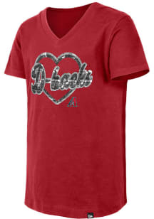 New Era Arizona Diamondbacks Girls Red Wordmark Script Heart Flip Sequin Short Sleeve Fashion T-Sh..