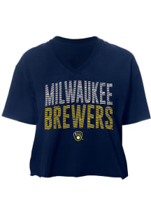 New Era Milwaukee Brewers Womens Navy Blue Gameday Short Sleeve T-Shirt