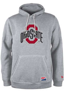 New Era Ohio State Buckeyes Mens Grey Distressed Primary Logo Long Sleeve Hoodie
