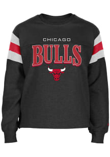 New Era Chicago Bulls Womens Black Stripe Crew Sweatshirt