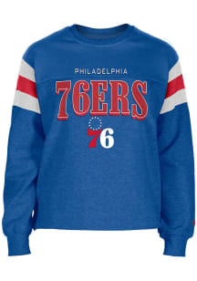 New Era Philadelphia 76ers Womens Blue Stripe Crew Sweatshirt