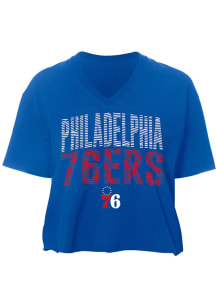 New Era Philadelphia 76ers Womens Blue Active Short Sleeve T-Shirt