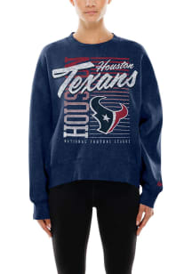 New Era Houston Texans Womens Navy Blue Throwback Crew Sweatshirt