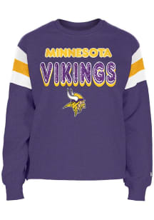 New Era Minnesota Vikings Girls Purple Glitter Bubble Wordmark Long Sleeve Sweatshirt