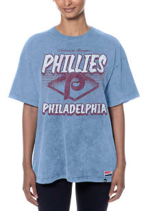 New Era Philadelphia Phillies Womens Light Blue Throwback Short Sleeve T-Shirt