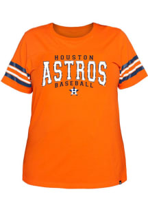 New Era Houston Astros Womens Orange Stripe Sleeve Short Sleeve T-Shirt