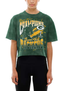 New Era Green Bay Packers Womens Green Sport Crop Short Sleeve T-Shirt
