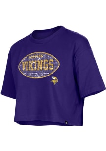 New Era Minnesota Vikings Girls Purple Football Flip Sequin Short Sleeve Fashion T-Shirt