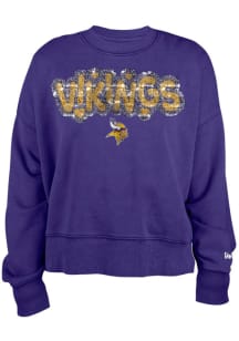 New Era Minnesota Vikings Girls Purple Wordmark Flip Sequin Long Sleeve Sweatshirt