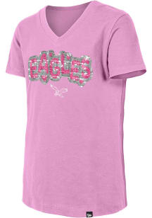 New Era Philadelphia Eagles Girls Pink Retro Wordmark Flip Sequin Short Sleeve Fashion T-Shirt