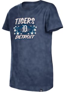 New Era Detroit Tigers Girls Navy Blue Glitter Stars Mineral Wash Short Sleeve Tee