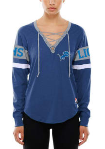 New Era Detroit Lions Womens Blue Throwback LS Tee
