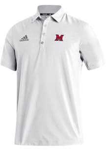 Adidas Miami RedHawks Mens White Heat Seal Stadium Coaches Short Sleeve Polo