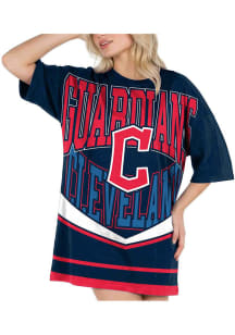 Concepts Sport Cleveland Guardians Womens Navy Blue Mosaic Loungewear Sleep Shirt