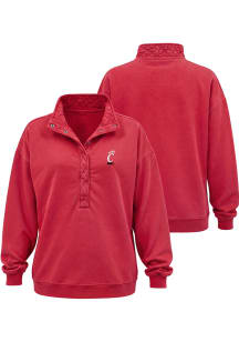 Cincinnati Bearcats Womens Red Quilted Snap Qtr Zip