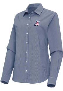 Antigua Arizona Wildcats Womens Porter Long Sleeve Navy Blue Dress Shirt