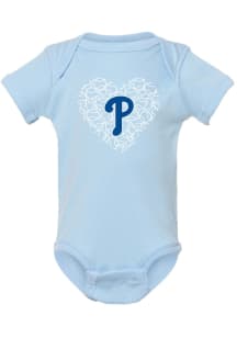 Philadelphia Phillies Baby Light Blue Baseball Heart Short Sleeve One Piece