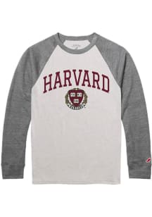 Harvard Crimson White Arch Over Shield Long Sleeve T Shirt
