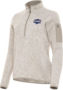 Antigua Greensboro Swarm Womens Oatmeal Heather Fortune Qtr Zip