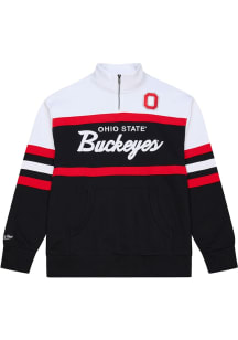 Mitchell and Ness Ohio State Buckeyes Mens Black Head Coach Long Sleeve Qtr Zip Fashion Pullover