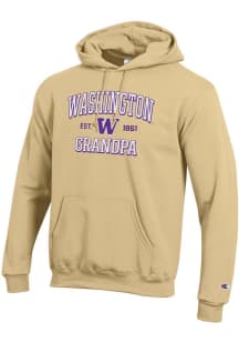 Champion Washington Huskies Mens Gold Est. Date Grandpa Powerblend Long Sleeve Hoodie