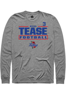 Micah Tease Tulsa Golden Hurricane Graphite Football NIL Stacked Box Long Sleeve Player T Shirt