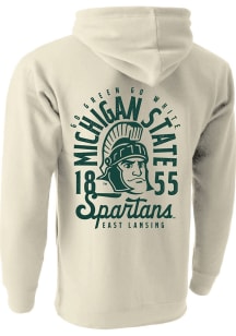 Michigan State Spartans Mens Oatmeal Mascot Overlay Long Sleeve Hoodie