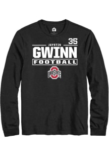 Jaystin Gwinn Ohio State Buckeyes Black Football NIL Stacked Box Long Sleeve Player T Shirt