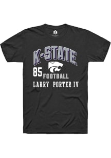 Larry  Porter IV K-State Wildcats Black Football NIL Arch Logo Short Sleeve Player T Shirt