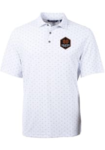 Cutter and Buck Houston Dynamo Mens White Virtue Eco Pique Tile Short Sleeve Polo