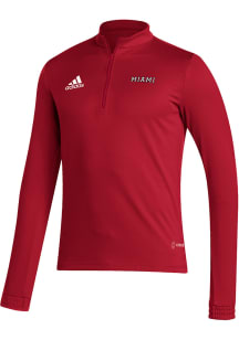 Adidas Miami RedHawks Mens Red Entrada Long Sleeve Qtr Zip Pullover