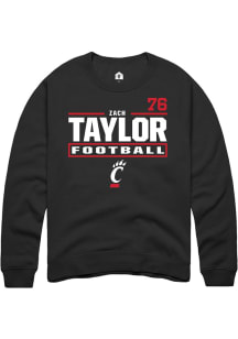 Zach Taylor Cincinnati Bearcats Mens Black Football NIL Stacked Box Player Crew