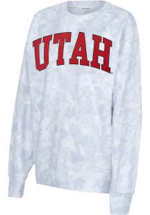 Utah Utes Womens White Camo Sport FLeece Crew Sweatshirt