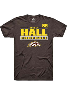 Don Ray Hall Western Michigan Broncos Brown Football NIL Stacked Box Short Sleeve Player T Shirt
