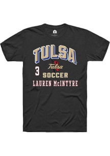 Lauren McIntyre Tulsa Golden Hurricane Black NIL Arch Logo Short Sleeve Player T Shirt