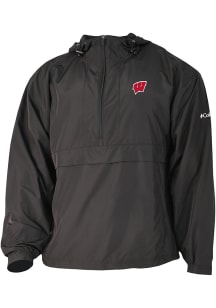 Columbia Wisconsin Badgers Mens Black Heat Seal Prodigy Long Sleeve Qtr Zip Pullover