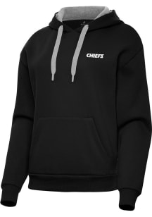 Antigua Kansas City Chiefs Womens Black Wordmark Victory Hooded Sweatshirt