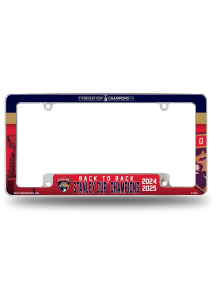 Florida Panthers 2025 Stanley Cup Champions All Over Chrome License Plate Frame - Red