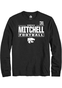 Dominic Mitchell K-State Wildcats Black Football NIL Stacked Box Long Sleeve Player T Shirt
