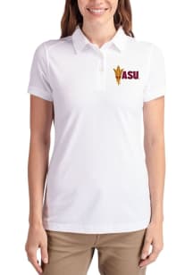 Cutter and Buck Arizona State Sun Devils Womens White Advantage Short Sleeve Polo Shirt