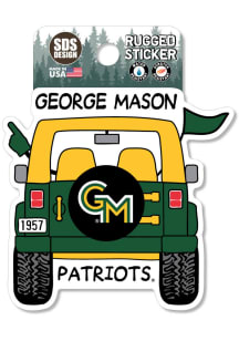 George Mason University 3.5in Cartoon Jeep Rugged Stickers - Green