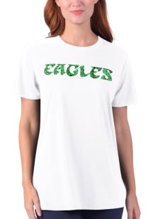 Starter Philadelphia Eagles Womens White Glitter T-Shirt