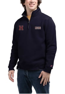 Harvard Crimson Mens Navy Blue Block H Long Sleeve Qtr Zip Pullover