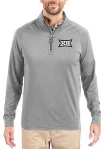 Cutter and Buck Big 12 Mens Ash Adapt Eco Knit Long Sleeve Qtr Zip Pullover