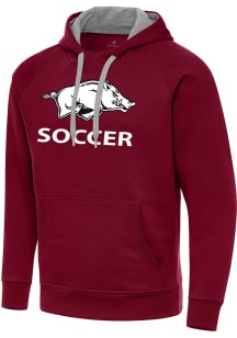Antigua Arkansas Razorbacks Mens Red Soccer Victory Long Sleeve Hoodie